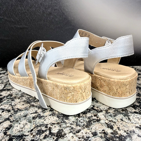 Dr. Scholl's Women's Once Twice Espadrille Platform Wedge Sandal 8M silver - Picture 7 of 11